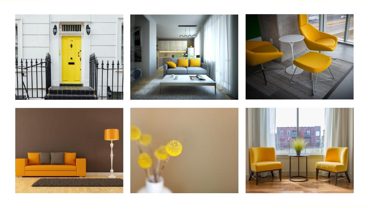黄色现代简约家居设计方案PPT模板-方案效果