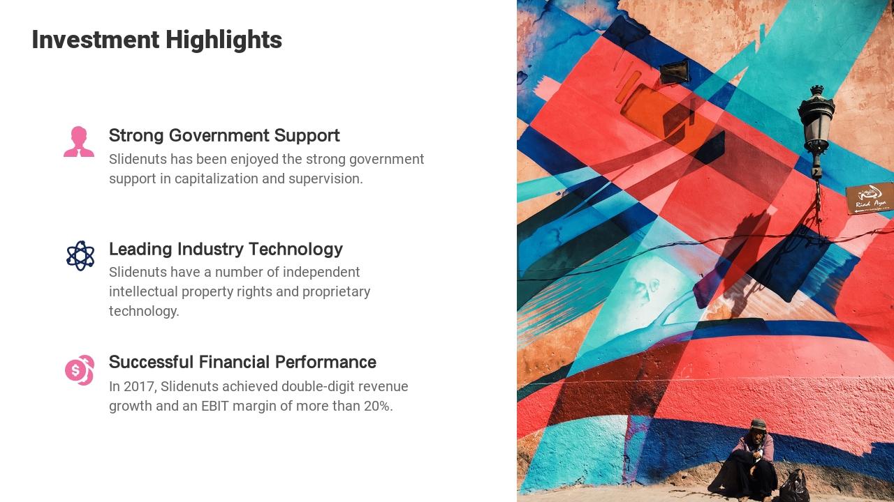 艺术创意画室展览经济投资分析PPT-Investment Highlights<br>