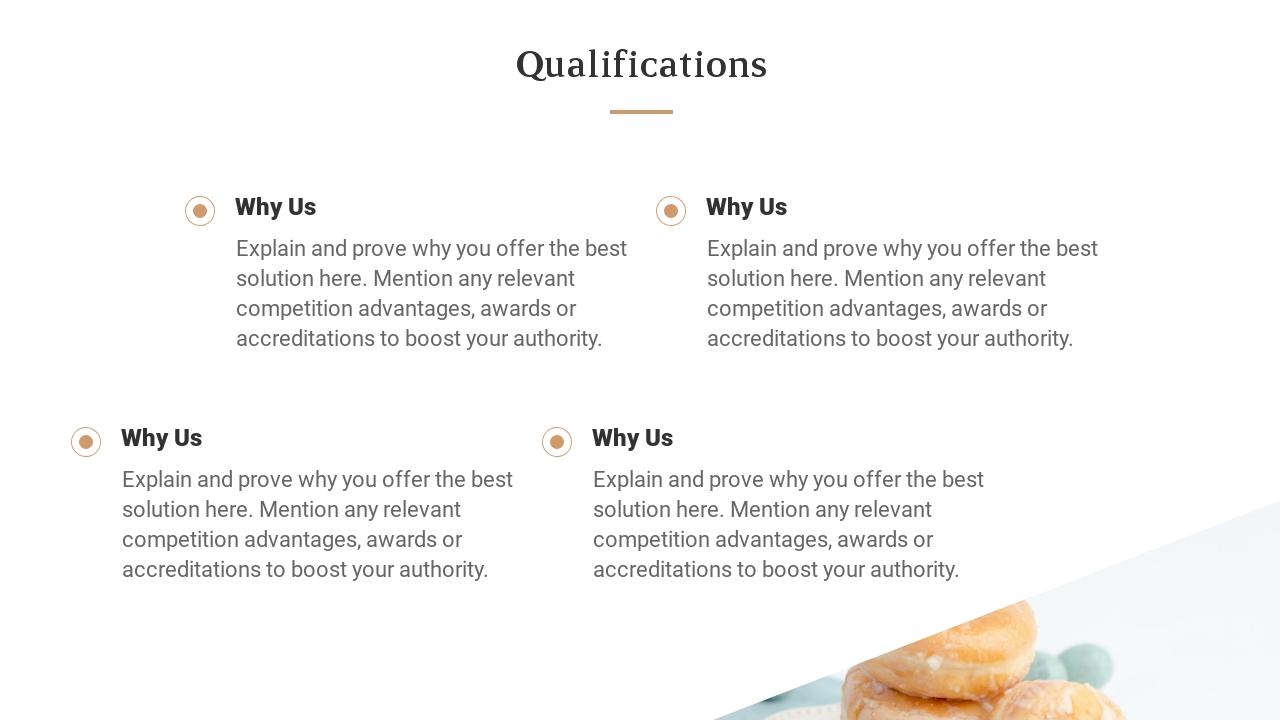 餐饮甜品饮料商业计划书PPT-Qualifications