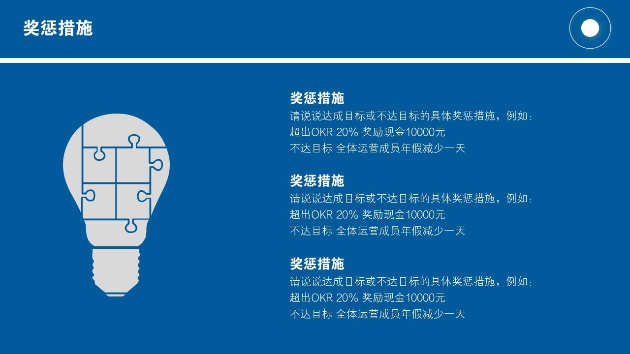 蓝色商务通用项目运营方案PPT模版-奖惩措施<br>