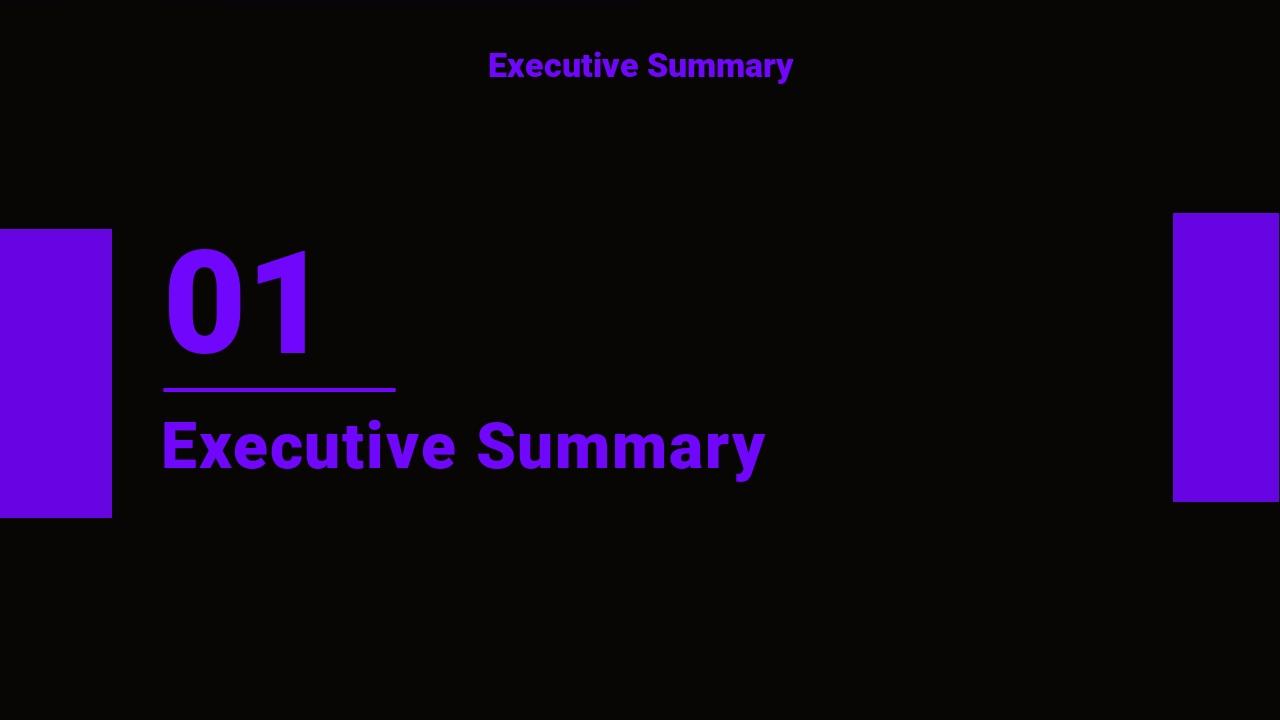 欧美风蓝黑色竞聘分析英文PPT模板-Executive Summary