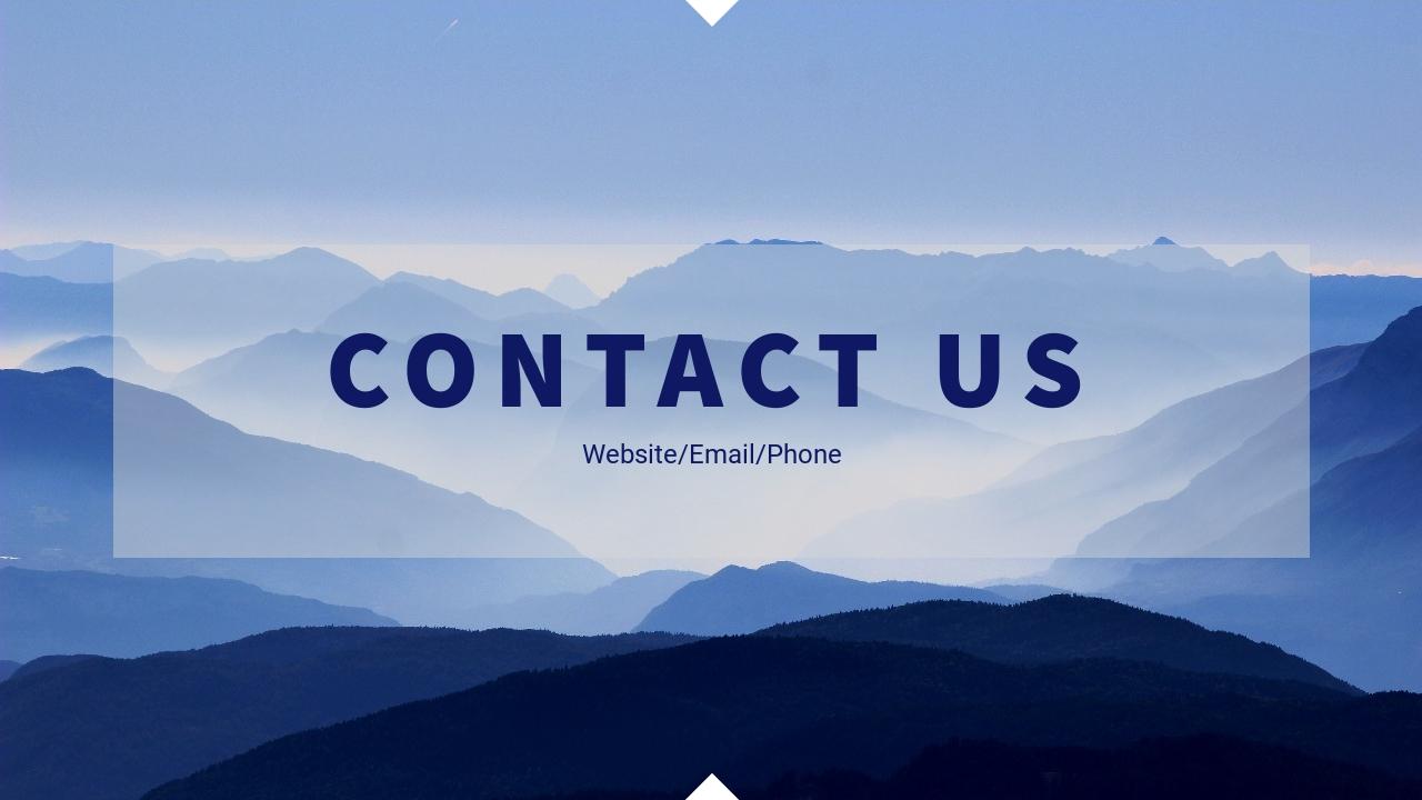 蓝色大气山脉商业计划书英文PPT模板-CONTACT US