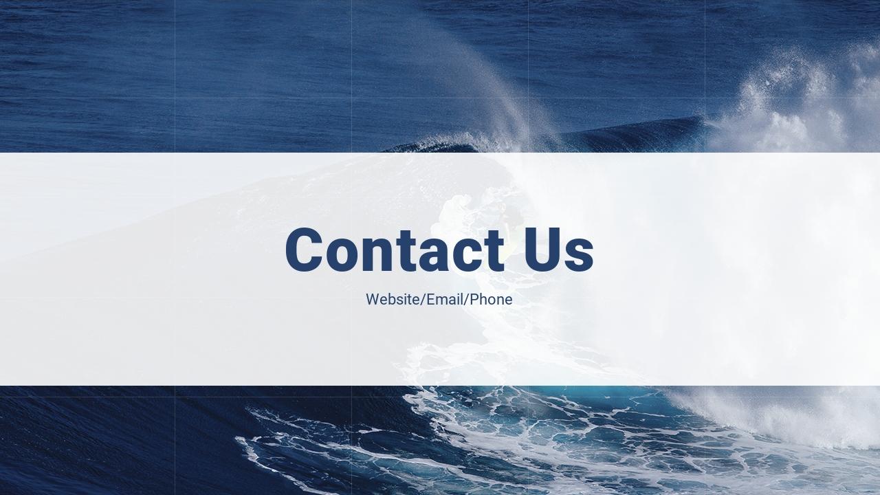 蓝色海洋冲浪商业计划书英文PPT模板-Contact Us
