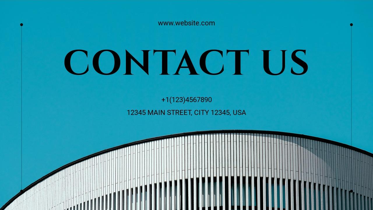 蓝色建筑市场营销策划方案PPT-Contact Us