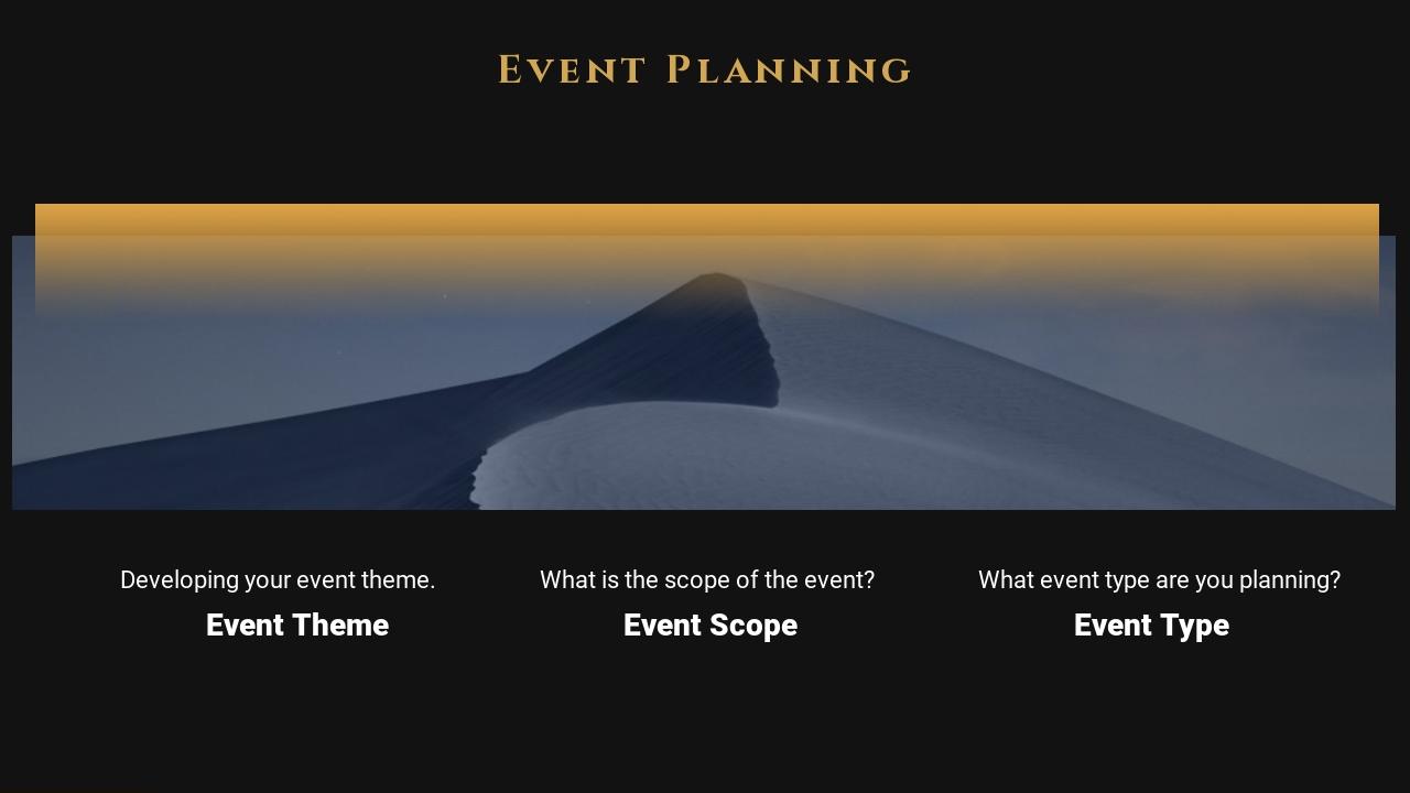黑金大气金融行业活动策划方案英文PPT模板-Event Planning 