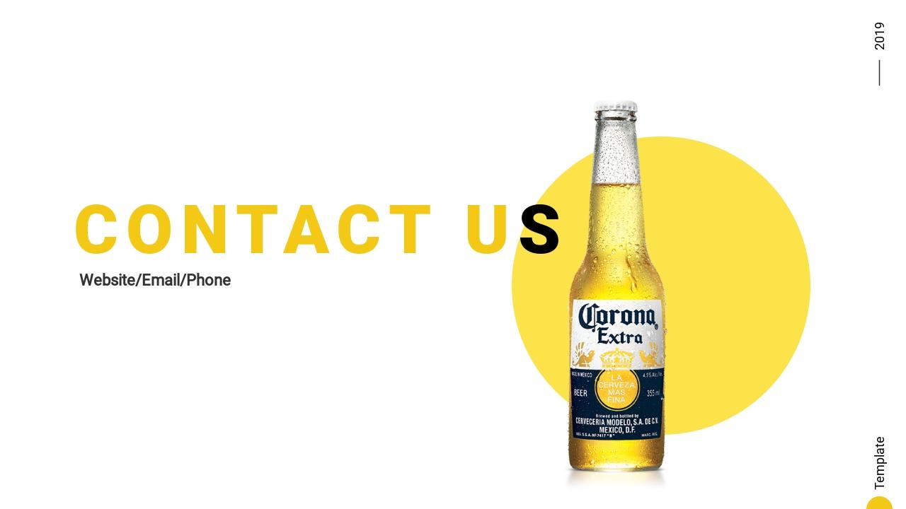 黄色啤酒饮料商业计划书英文PPT模板-CONTACT US