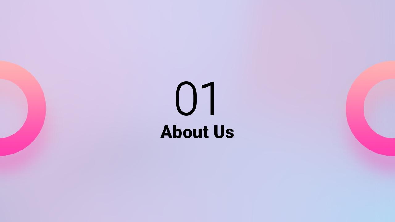 粉紫色渐变体育运功器械产品公司介绍PPT-About Us